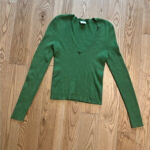 Abercrombie & Fitch Olive V-Neck Sweater